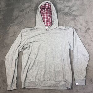 Coastal Crew Cape Cod Deckhand Hoodie Mens XL Gray Plaid Lined Bamboo Blend USA